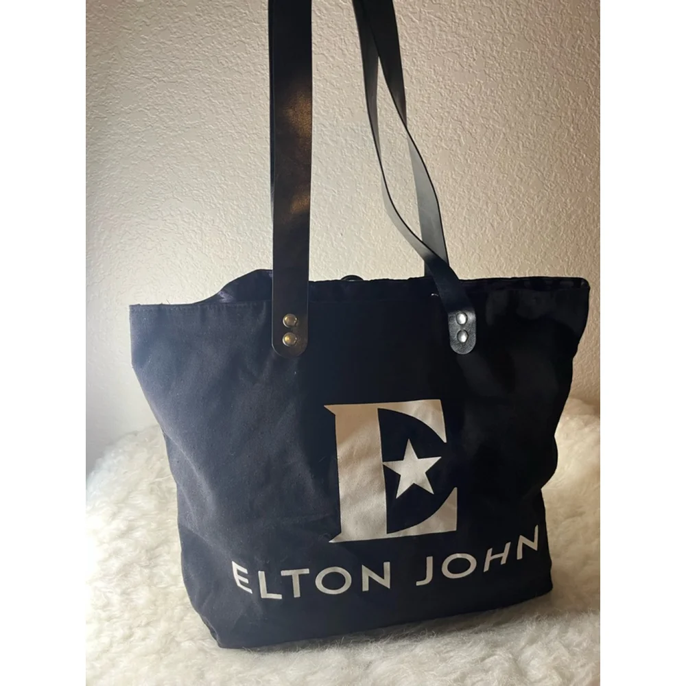 Elton John Farewell Yellow Brick Road Tour VIP Canvas Tote Bag Black